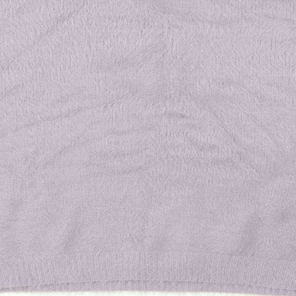 Nasty Gal Womens Purple Crew Neck  Nylon Pullover Jumper Size L