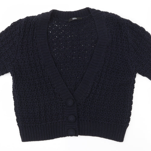 Marks and Spencer Womens Black V-Neck  Acrylic Cardigan Jumper Size 12