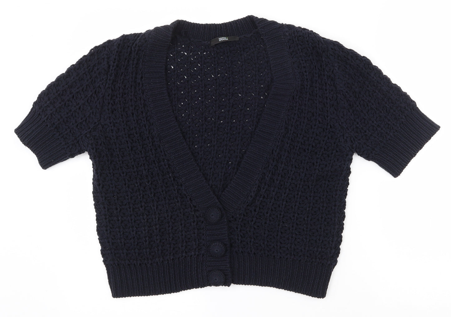 Marks and Spencer Womens Black V-Neck  Acrylic Cardigan Jumper Size 12