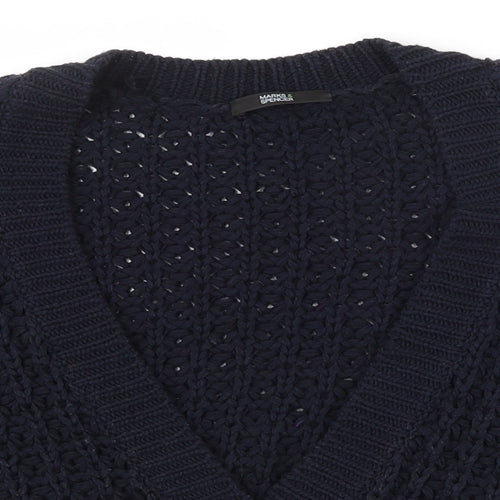 Marks and Spencer Womens Black V-Neck  Acrylic Cardigan Jumper Size 12