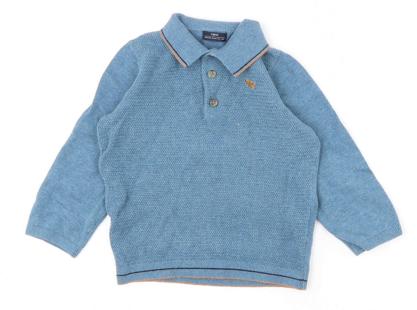 NEXT Boys Blue  100% Cotton Pullover Polo Size 2 Years Collared Pullover