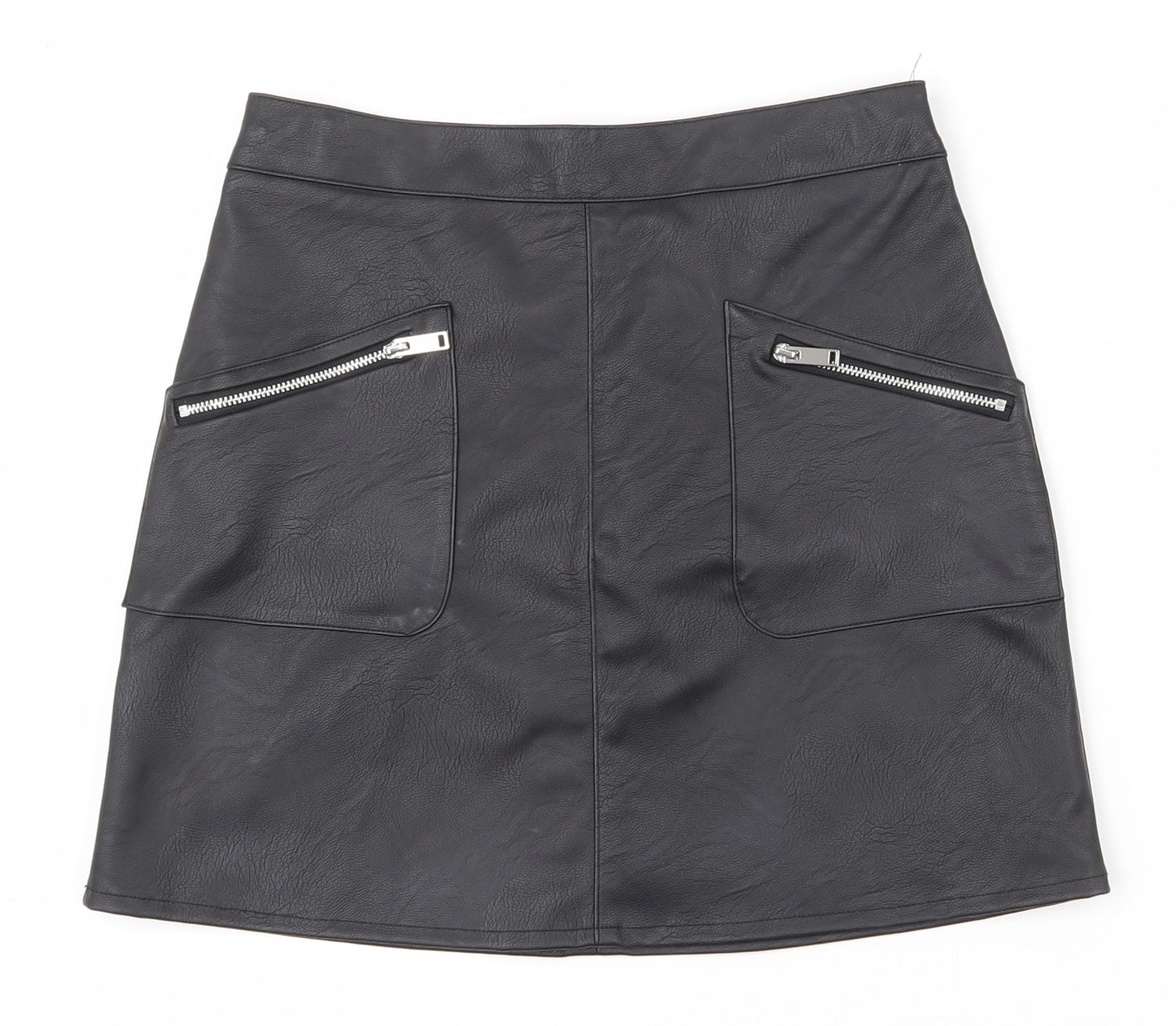 F&F Girls Black  Polyurethane A-Line Skirt Size 10-11 Years  Regular Zip
