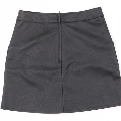 F&F Girls Black  Polyurethane A-Line Skirt Size 10-11 Years  Regular Zip