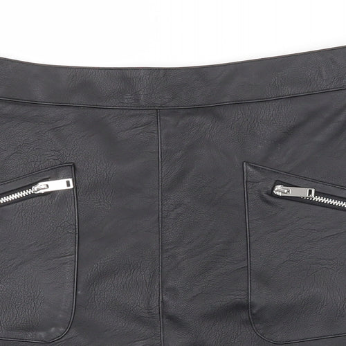 F&F Girls Black  Polyurethane A-Line Skirt Size 10-11 Years  Regular Zip