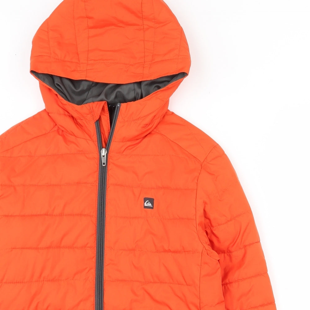 Quick Silver Boys Orange   Puffer Jacket Coat Size 10 Years  Zip