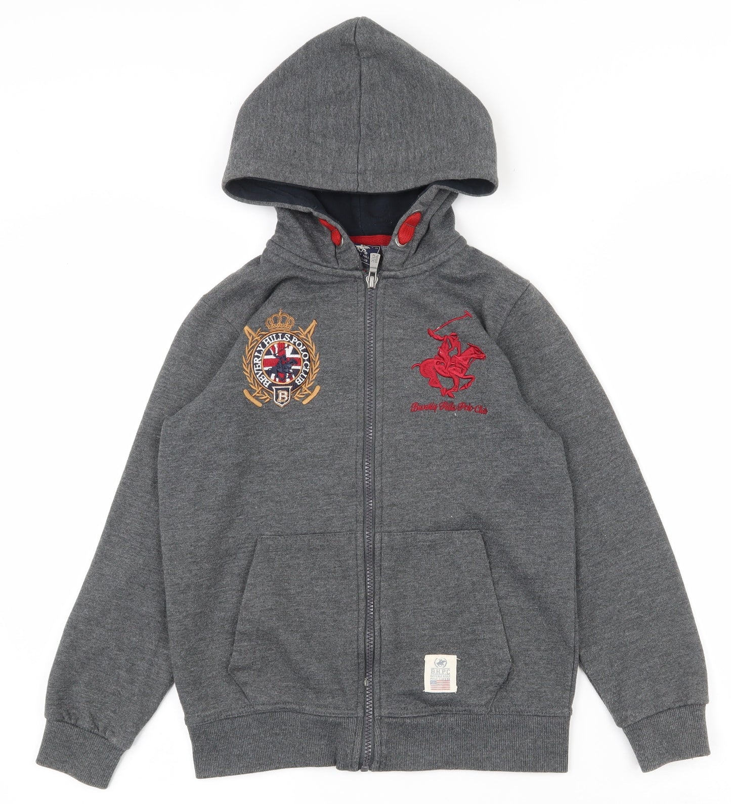 Beverly Hills Polo Club Boys Grey  Cotton Full Zip Hoodie Size 9-10 Years  Zip