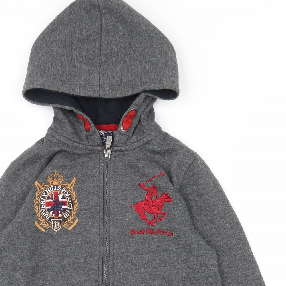 Beverly Hills Polo Club Boys Grey  Cotton Full Zip Hoodie Size 9-10 Years  Zip