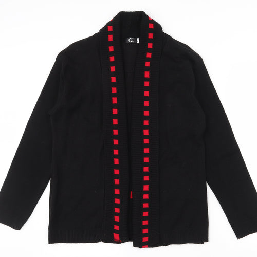 Qu7 Womens Black Boat Neck  Acrylic Pullover Jumper Size M   - M/L Jumper/Cardigan 2 in 1