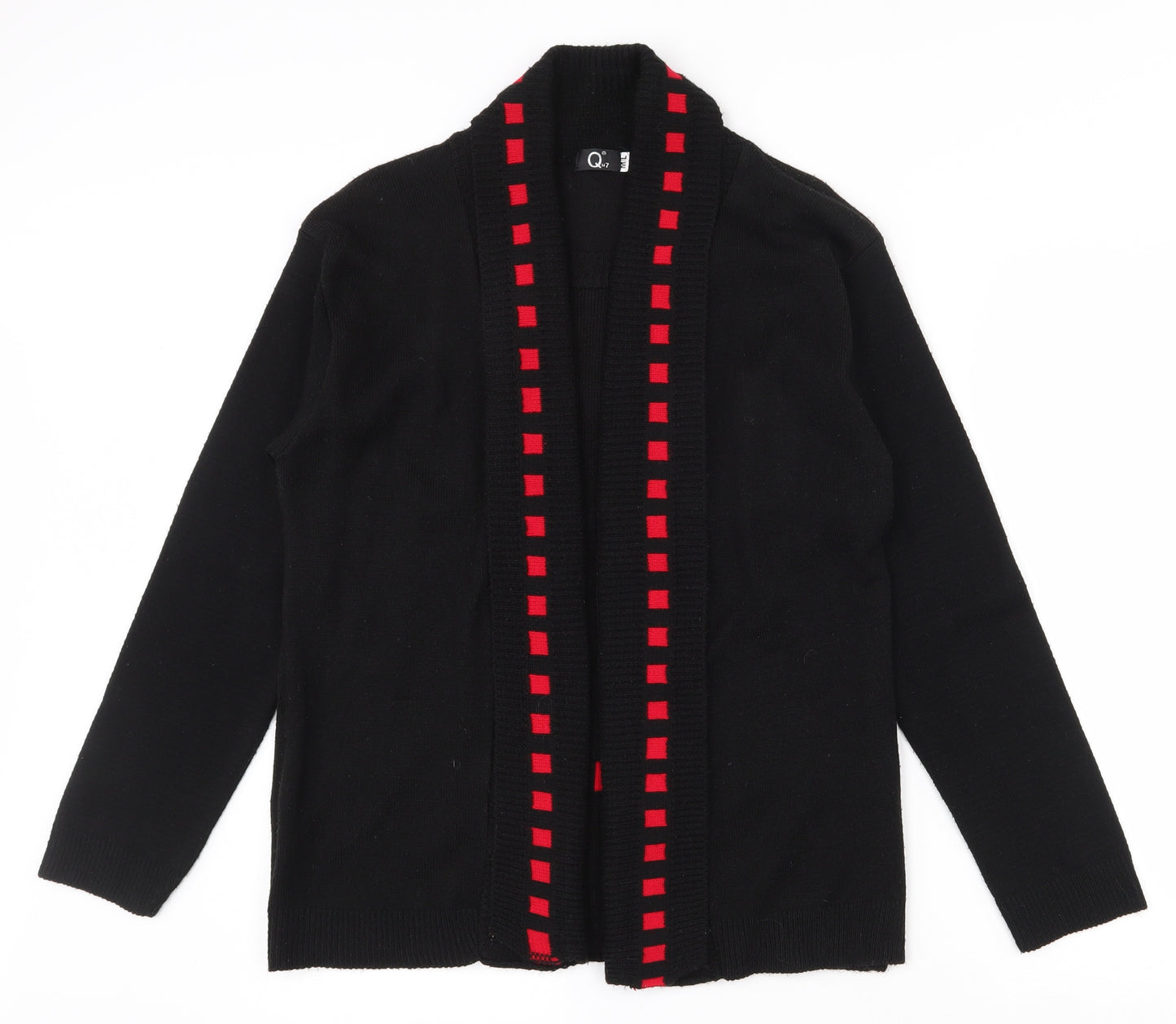 Qu7 Womens Black Boat Neck  Acrylic Pullover Jumper Size M   - M/L Jumper/Cardigan 2 in 1
