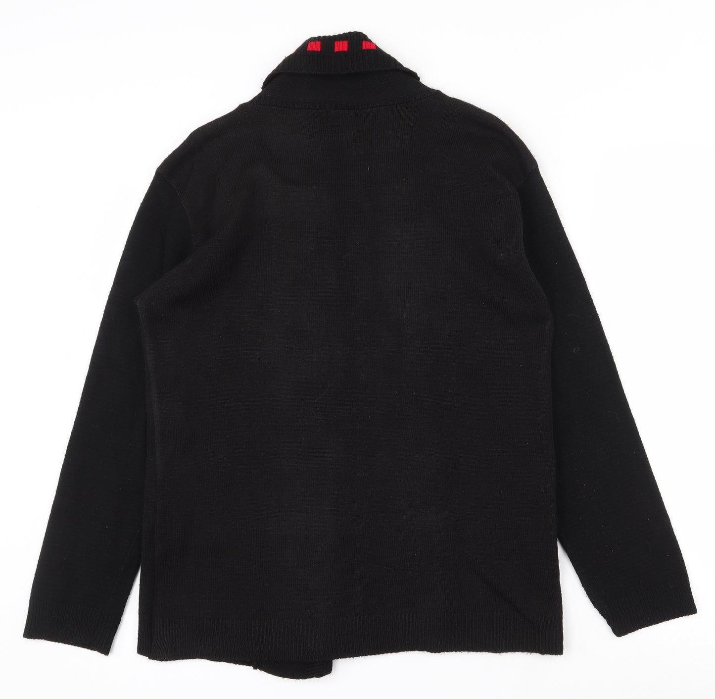 Qu7 Womens Black Boat Neck  Acrylic Pullover Jumper Size M   - M/L Jumper/Cardigan 2 in 1