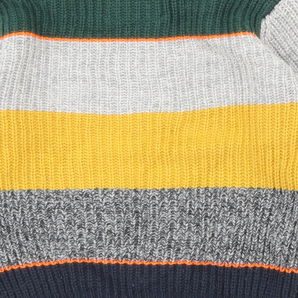 F&F Boys Multicoloured Crew Neck Striped Acrylic Pullover Jumper Size 2-3 Years  Pullover