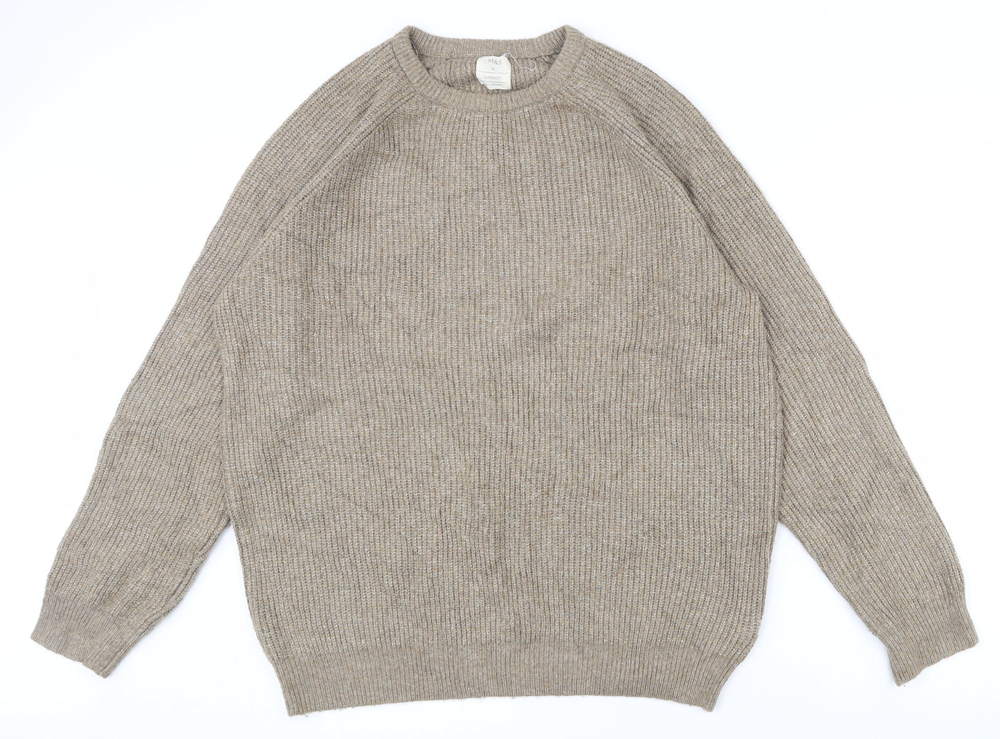 Marks and Spencer Mens Brown High Neck  Polyamide Pullover Jumper Size XL