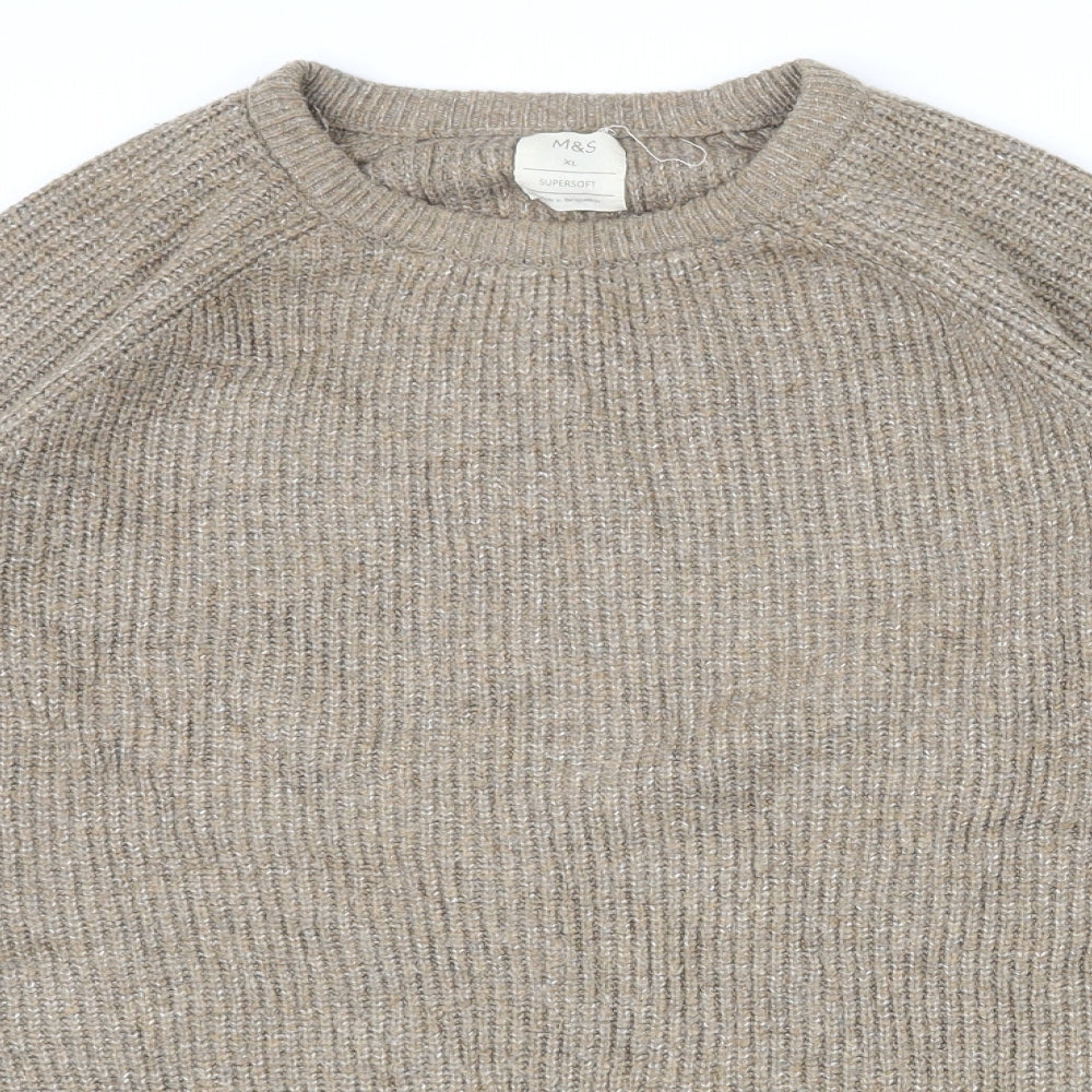 Marks and Spencer Mens Brown High Neck  Polyamide Pullover Jumper Size XL