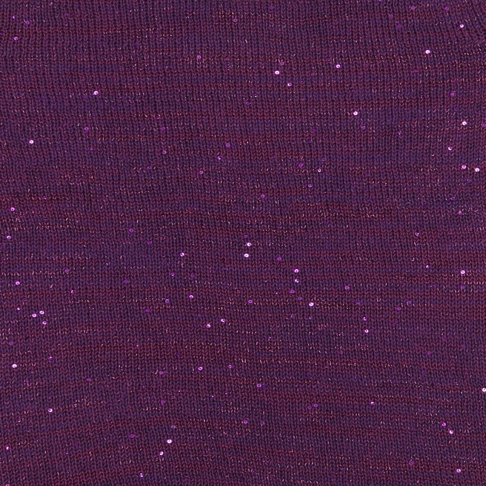 TU Womens Purple Scoop Neck  Polyester Pullover Jumper Size 20   - Tie at back neckline