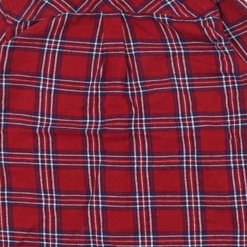 New Look  Womens Red Plaid 100% Cotton Basic Button-Up Size 12 Collared