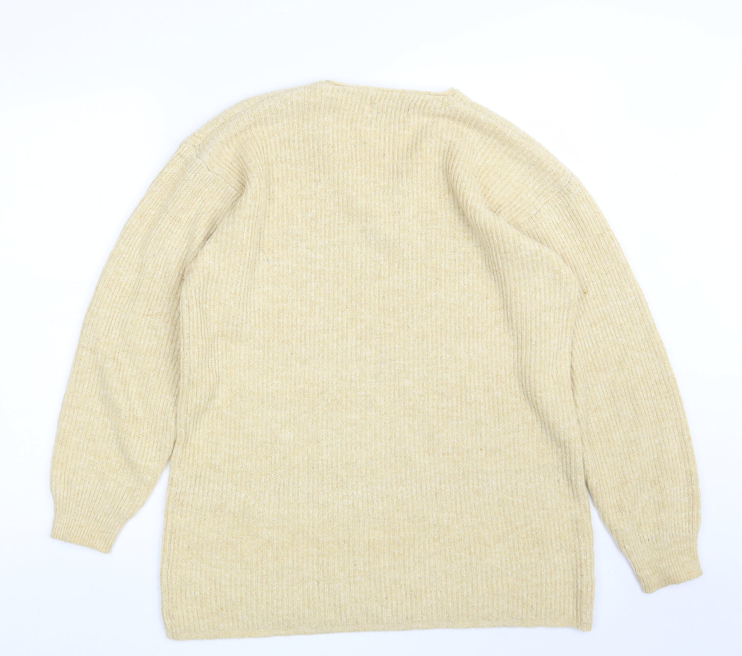 WICO Womens Yellow V-Neck  Acrylic Pullover Jumper Size M