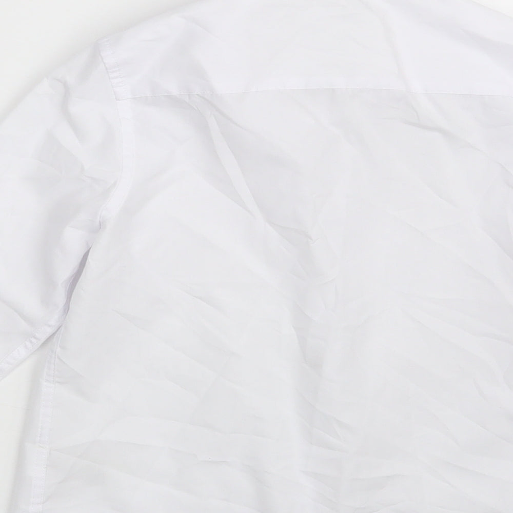 Marks and Spencer Girls White  Polyester Basic Button-Up Size 8-9 Years Collared Button - School wear