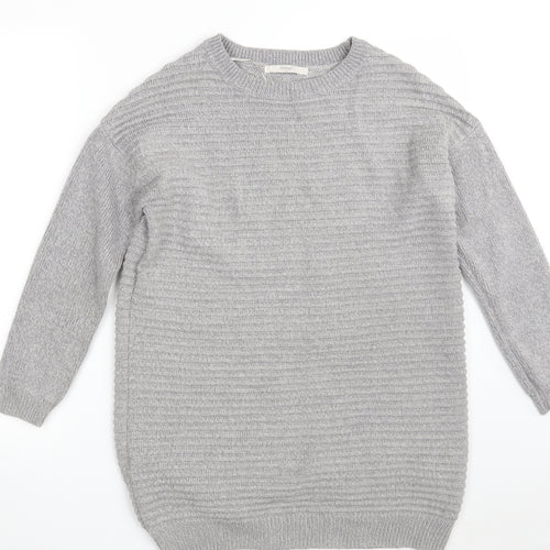 George Womens Grey Round Neck  Cotton Pullover Jumper Size 8