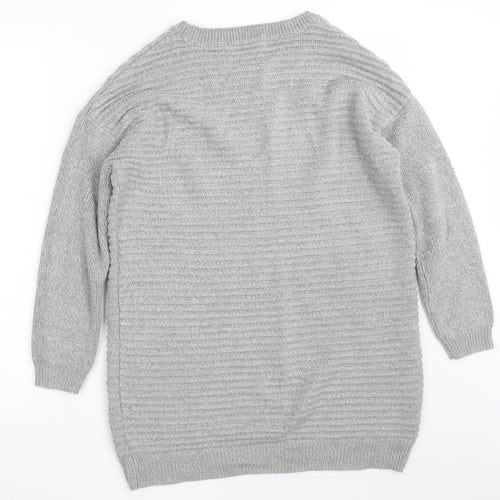 George Womens Grey Round Neck  Cotton Pullover Jumper Size 8