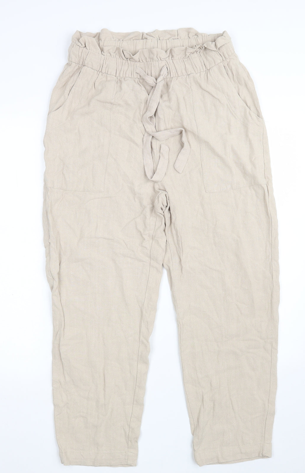 George Womens Beige  Viscose Cropped Trousers Size 14 L24 in Regular