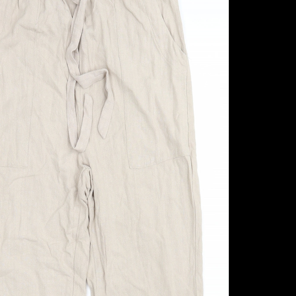 George Womens Beige  Viscose Cropped Trousers Size 14 L24 in Regular