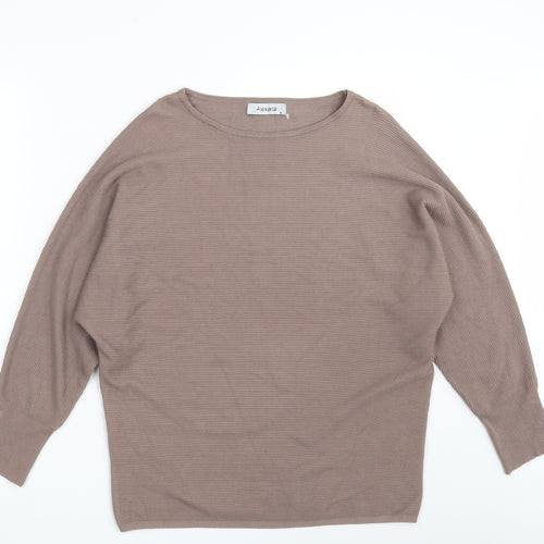 Alexara Womens Brown Boat Neck  Viscose Pullover Jumper Size S