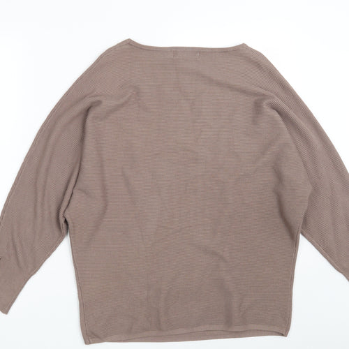 Alexara Womens Brown Boat Neck  Viscose Pullover Jumper Size S
