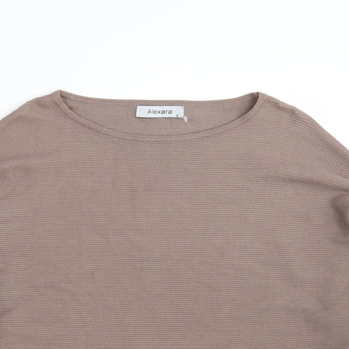 Alexara Womens Brown Boat Neck  Viscose Pullover Jumper Size S