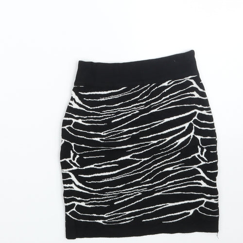 Amisu Girls Black Animal Print Viscose Mini Skirt Size XS  Regular