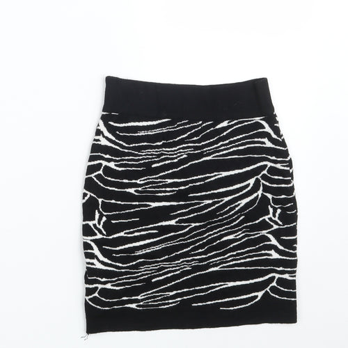 Amisu Girls Black Animal Print Viscose Mini Skirt Size XS  Regular