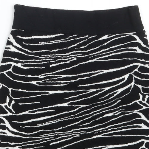 Amisu Girls Black Animal Print Viscose Mini Skirt Size XS  Regular