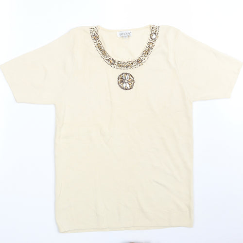 FAY LOUISE  Womens Beige Scoop Neck  Viscose Pullover Jumper Size M