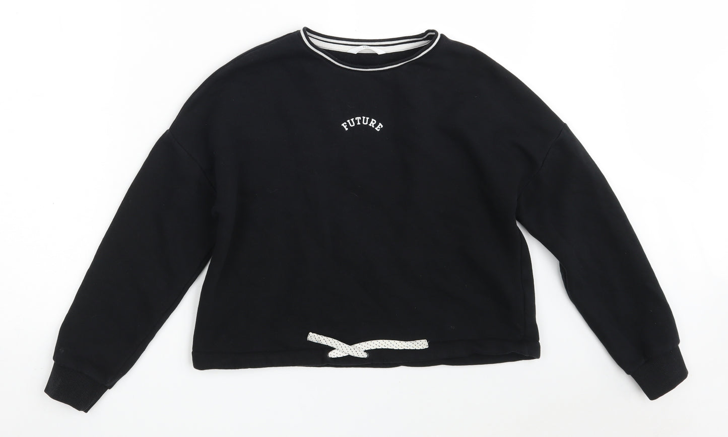 Marks and Spencer Girls Black  Cotton Pullover Sweatshirt Size 11-12 Years   - Future
