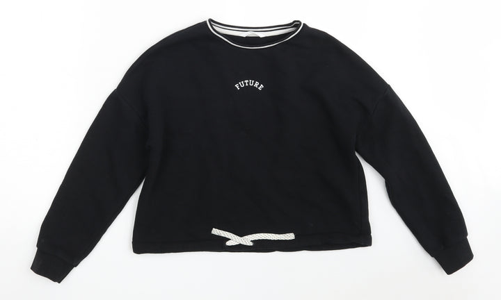 Marks and Spencer Girls Black  Cotton Pullover Sweatshirt Size 11-12 Years   - Future