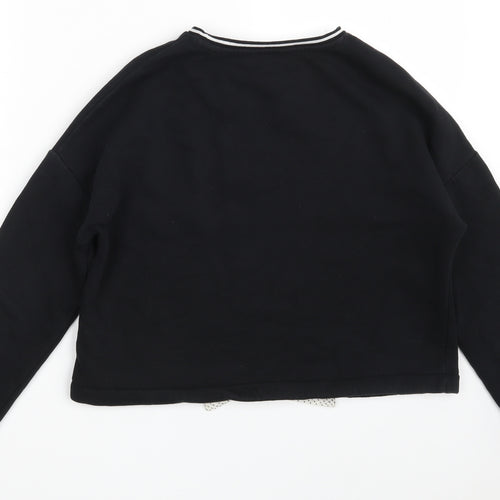 Marks and Spencer Girls Black  Cotton Pullover Sweatshirt Size 11-12 Years   - Future