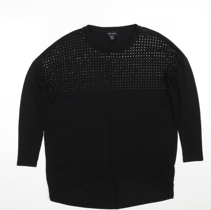 New Look Womens Black Round Neck Viscose Pullover Jumper Size M