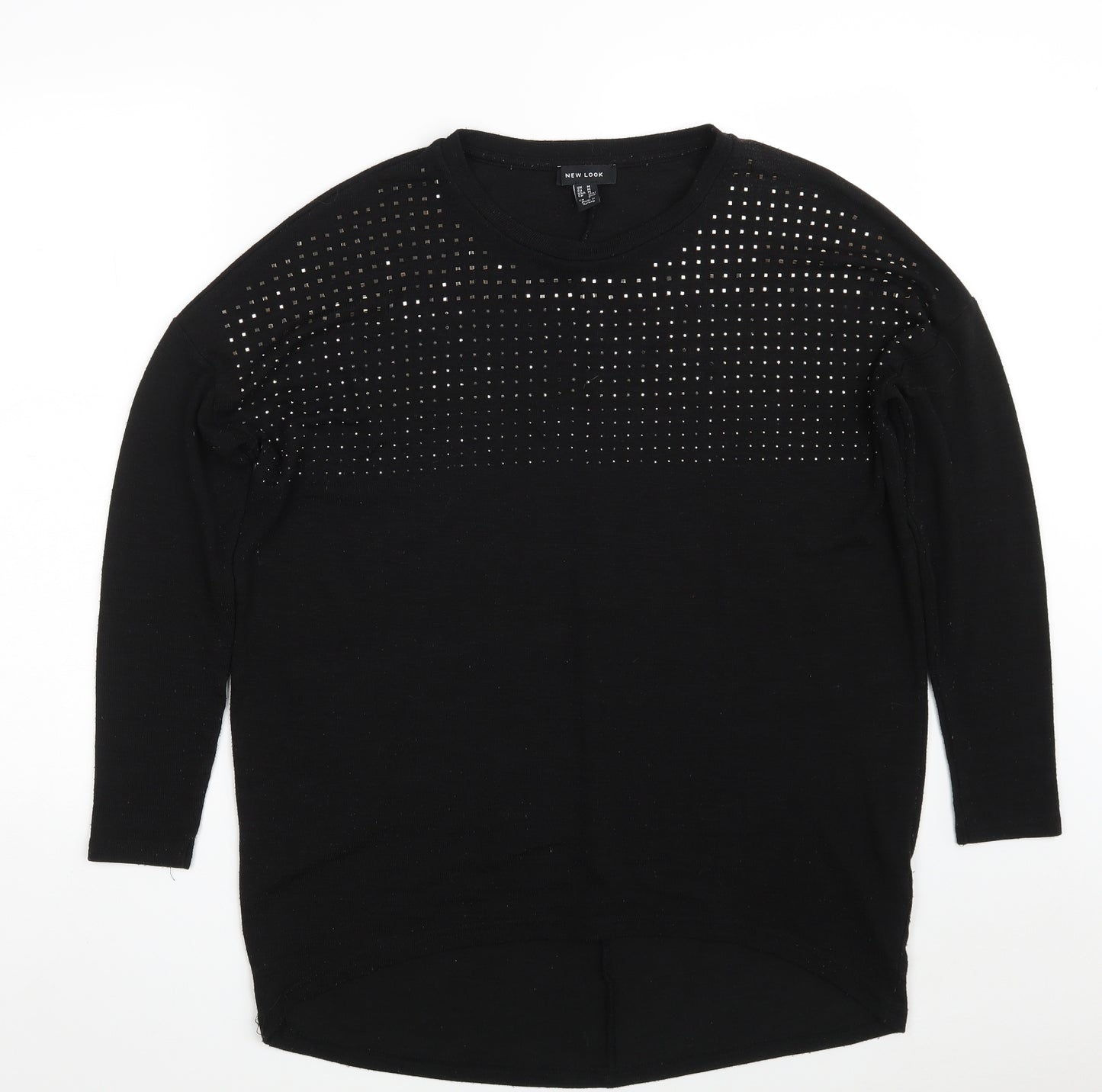 New Look Womens Black Round Neck  Viscose Pullover Jumper Size M