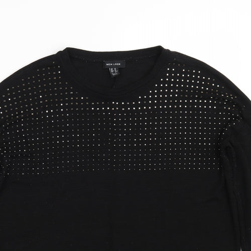 New Look Womens Black Round Neck  Viscose Pullover Jumper Size M