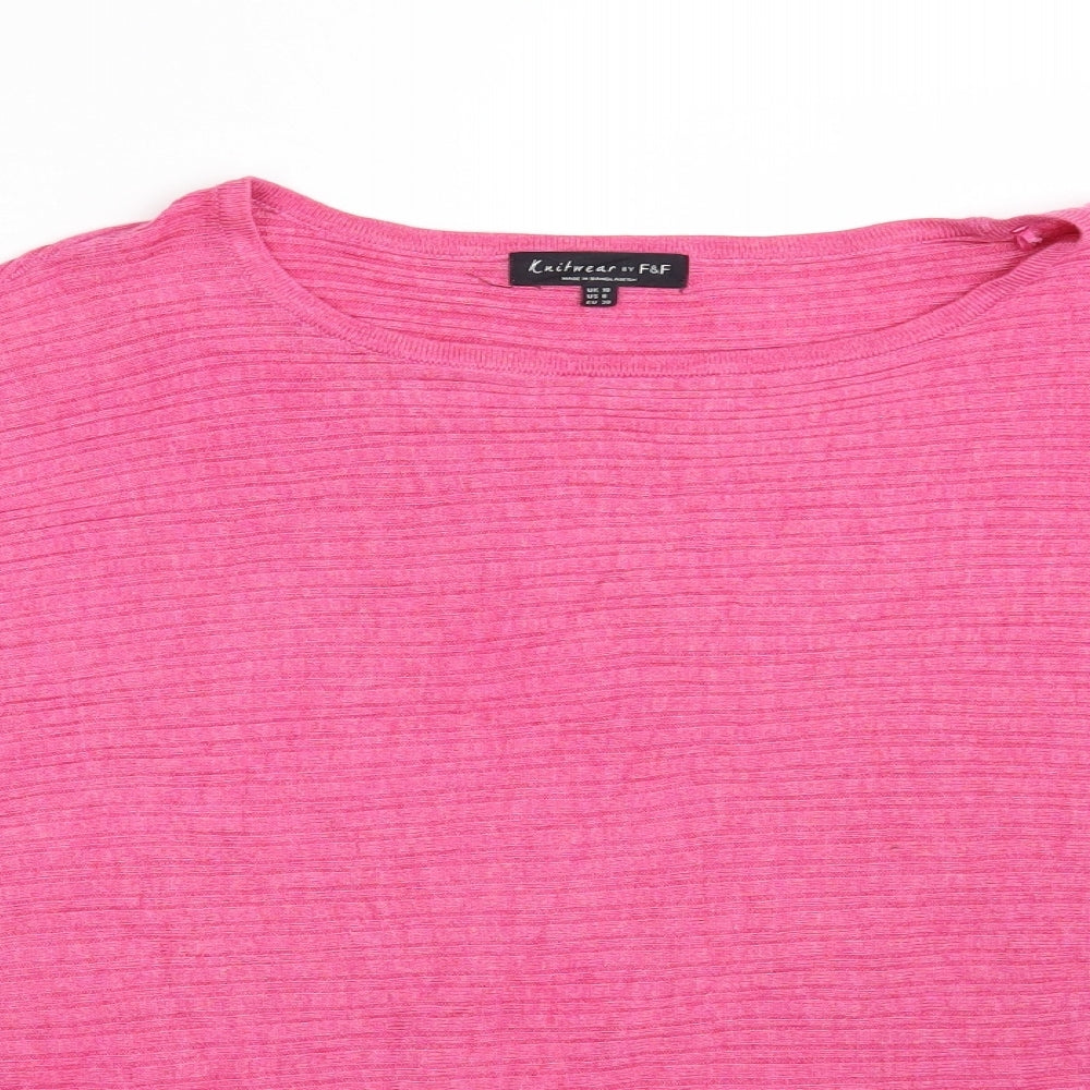F&F Womens Pink Boat Neck  Acrylic Pullover Jumper Size 10