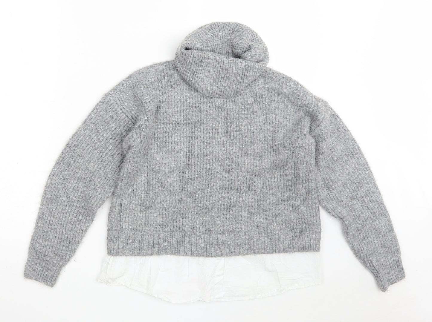 New Look Womens Grey High Neck  Acrylic Pullover Jumper Size S