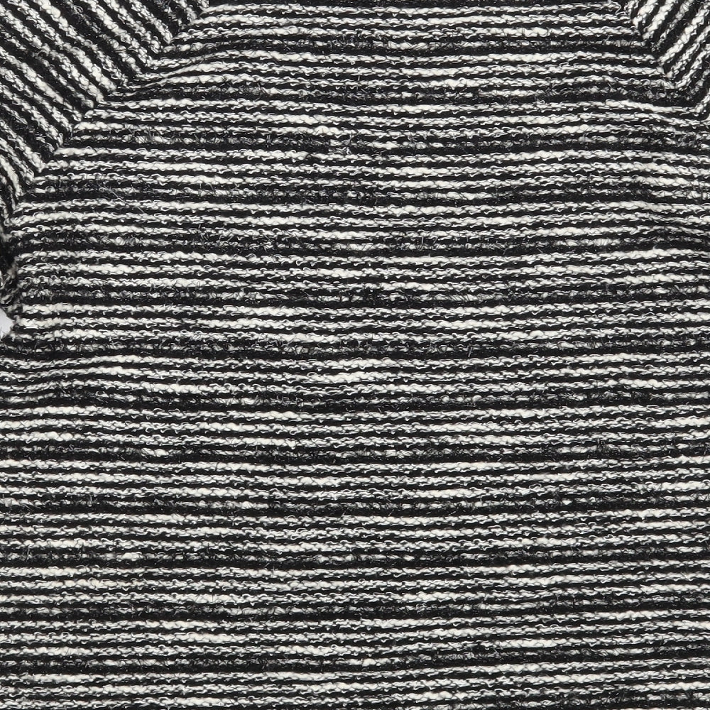 Laura Ashley Womens Black Boat Neck Striped Polyester Pullover Jumper Size 14