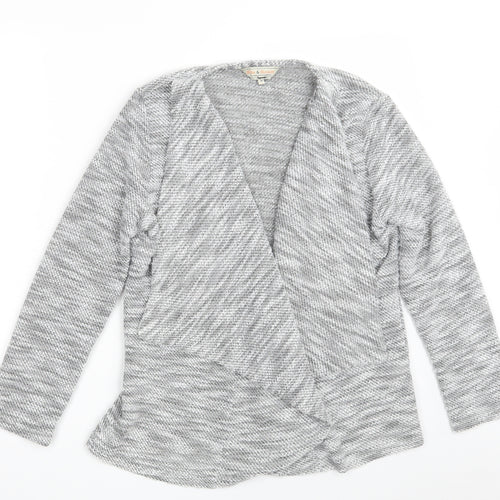 Dorothy Perkins Womens Grey V-Neck  Polyester Wrap Jumper Size 12