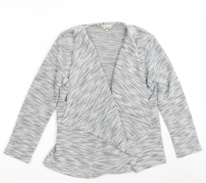 Dorothy Perkins Womens Grey V-Neck Polyester Wrap Jumper Size 12