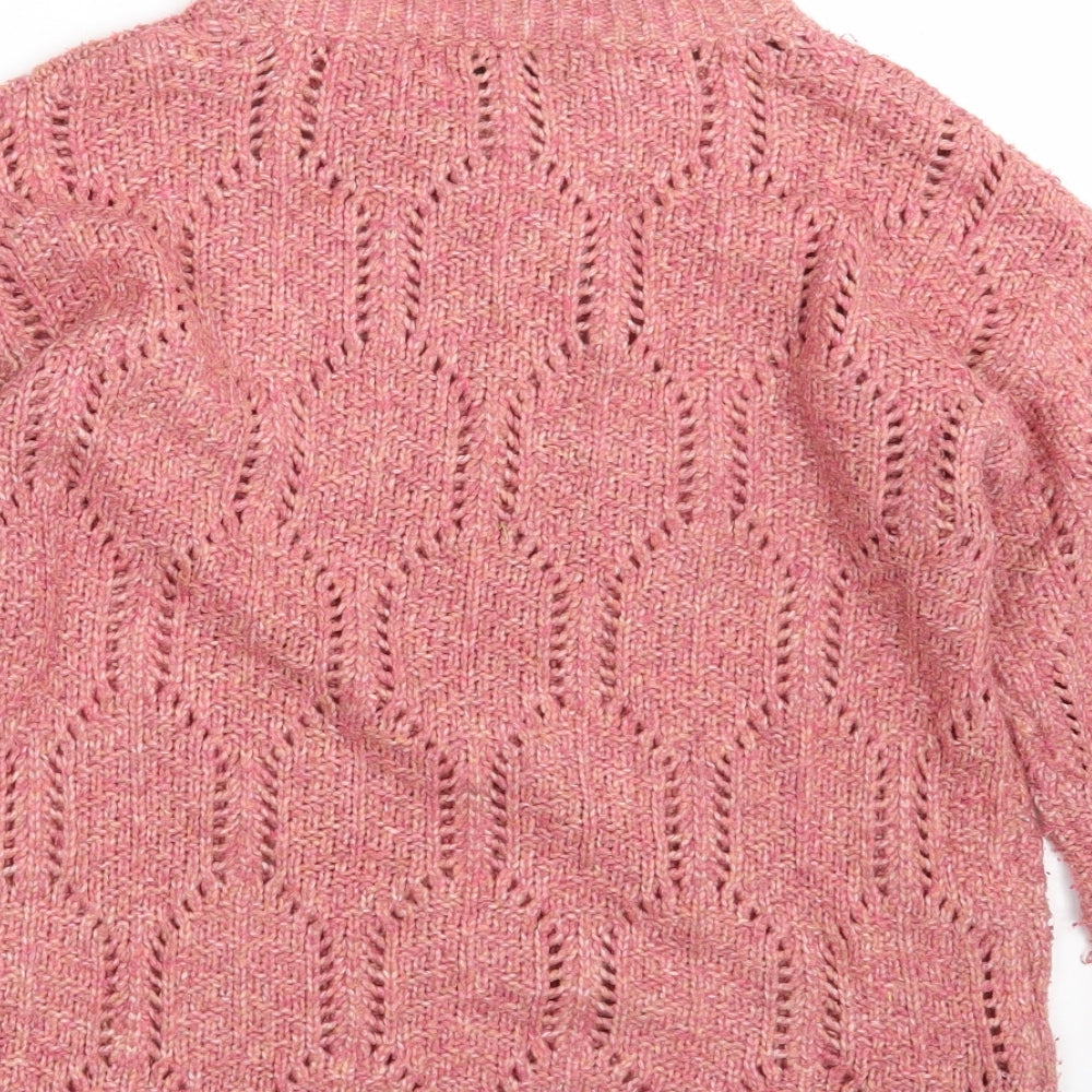 George Womens Pink Crew Neck  Acrylic Pullover Jumper Size S