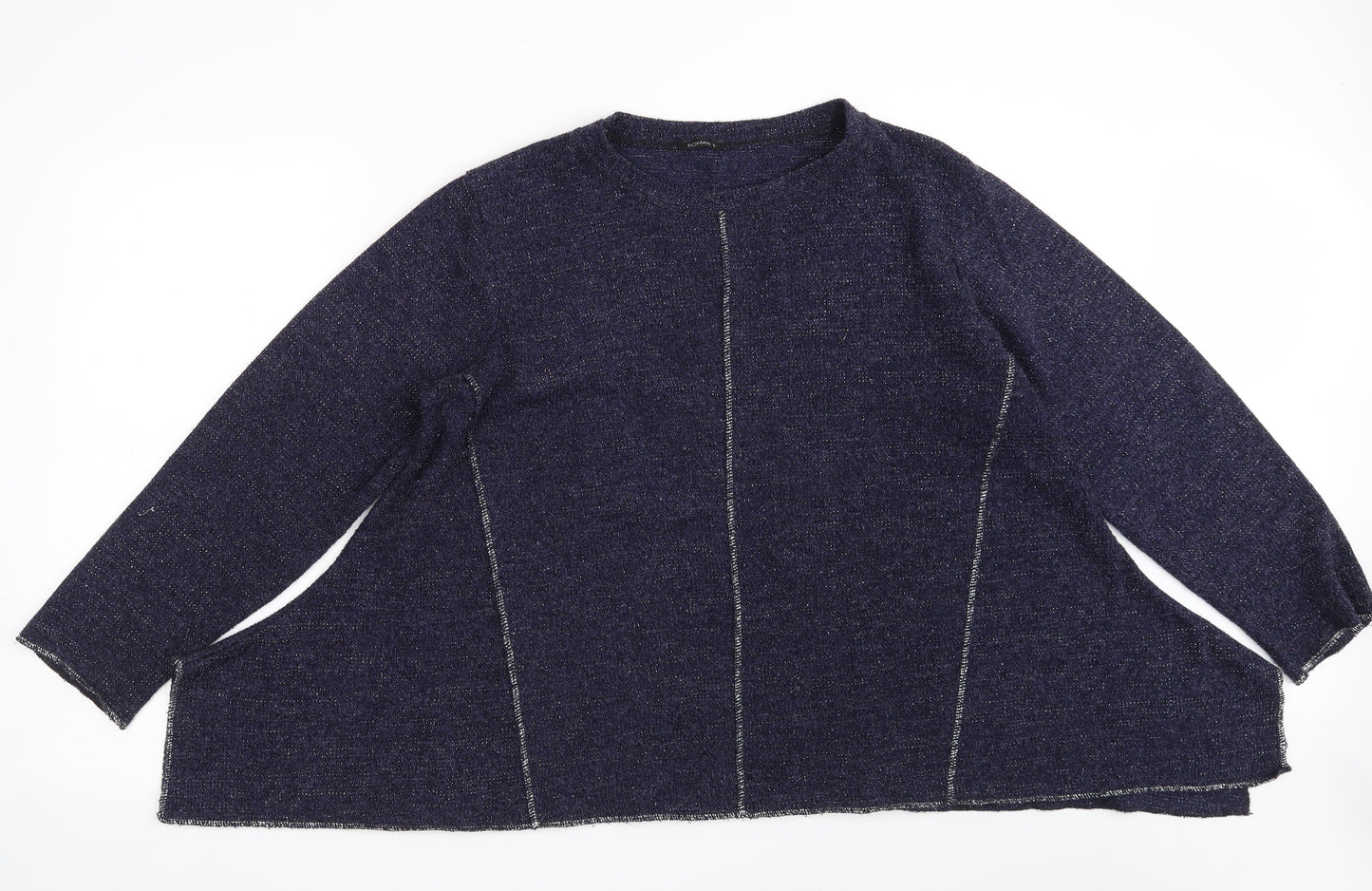 Roman Womens Blue Round Neck  Polyester Pullover Jumper Size L   - Cropped