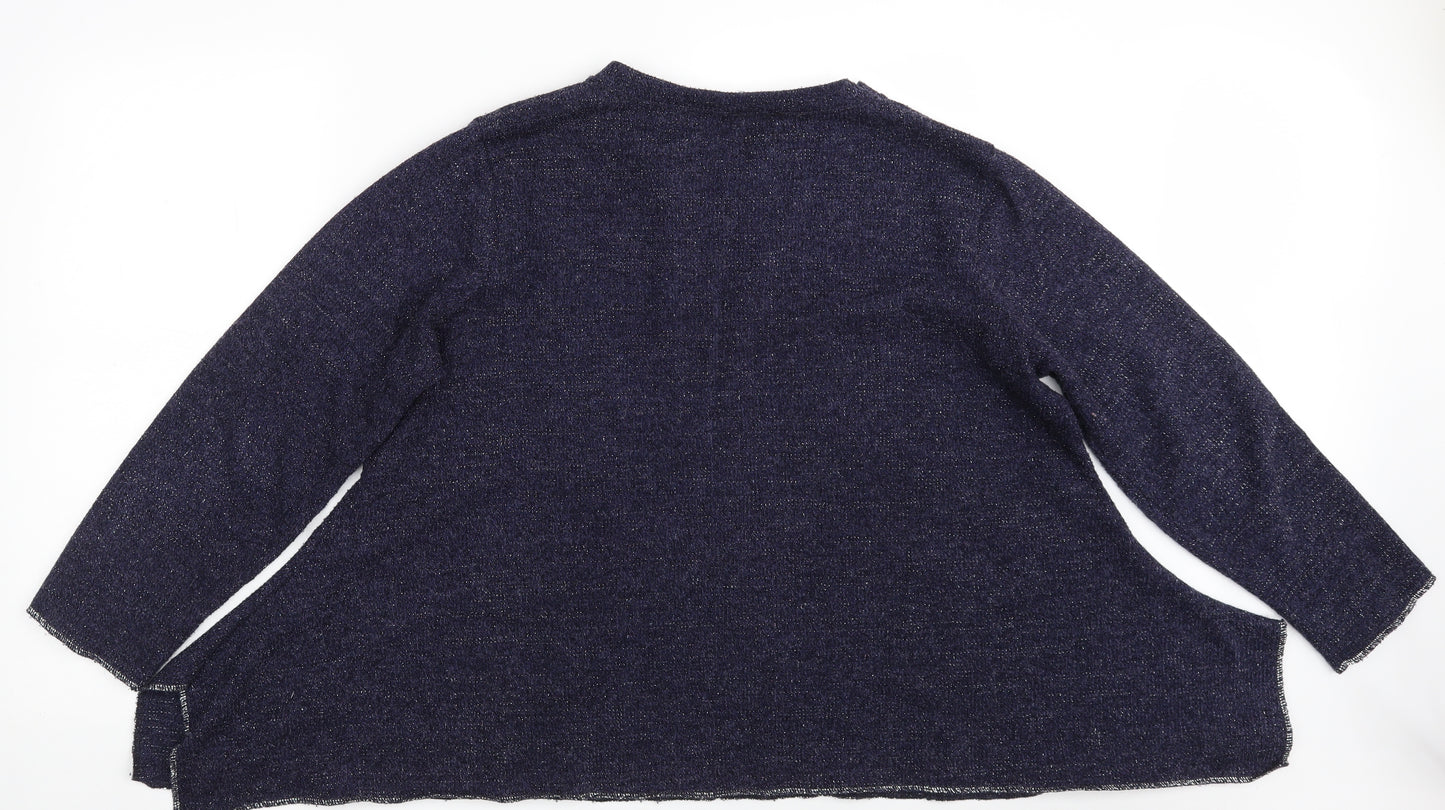 Roman Womens Blue Round Neck  Polyester Pullover Jumper Size L   - Cropped