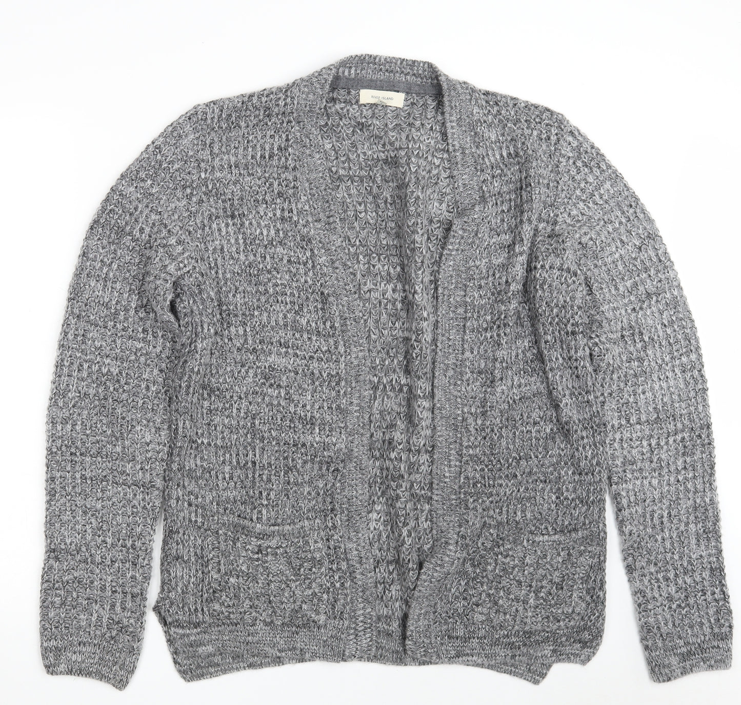 River Island Womens Grey V-Neck  Acrylic Wrap Jumper Size M