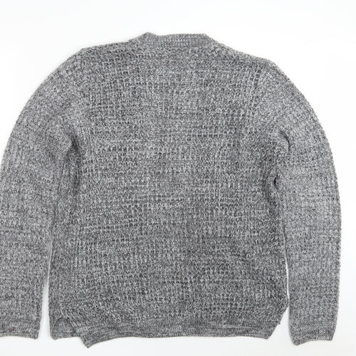 River Island Womens Grey V-Neck  Acrylic Wrap Jumper Size M