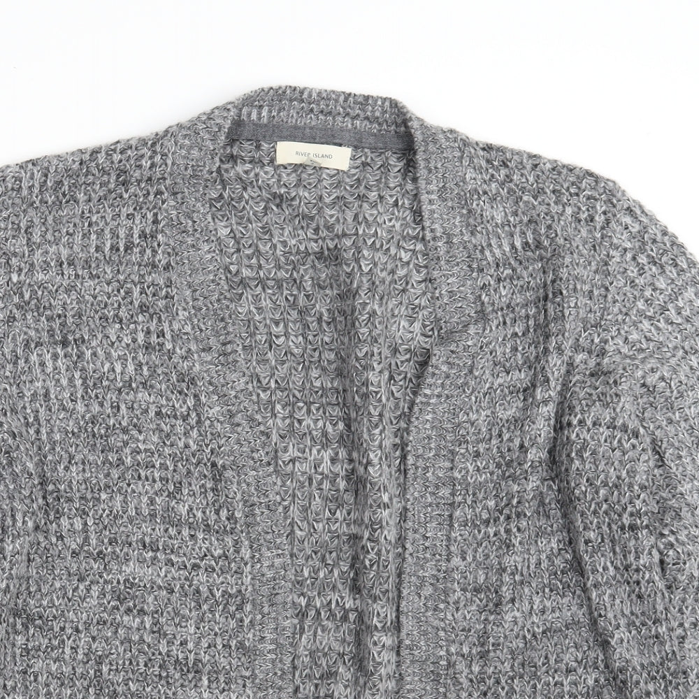 River Island Womens Grey V-Neck  Acrylic Wrap Jumper Size M