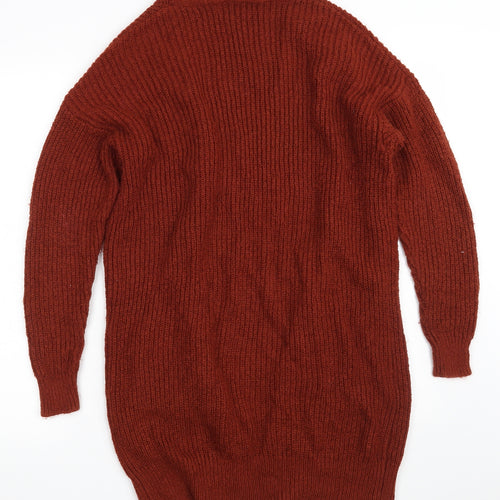 George Womens Brown V-Neck  Acrylic Cardigan Jumper Size 8   - Size 8-10